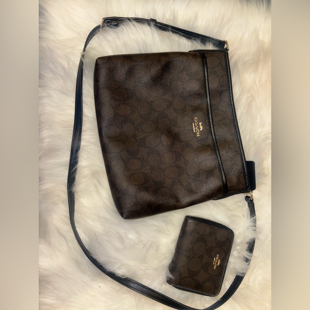 Coach Brown Crossbody Bag and Wallet Set
